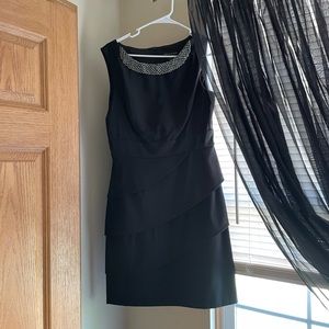 Like new 8 black cocktail dress beaded statement neckline